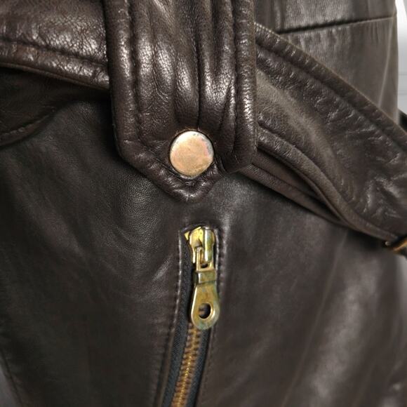 Andrew Marc x Henri Bendel Leather Moto Jacket S Buttery Soft Belted Zip - Picture 10 of 16